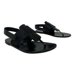 Pedro Gardia Womens Size 37.5 Black Zulu Flat Slingback Thong Sandals Minimalist